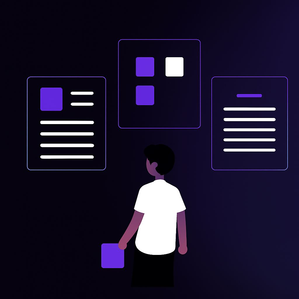 Developer working with UI cards